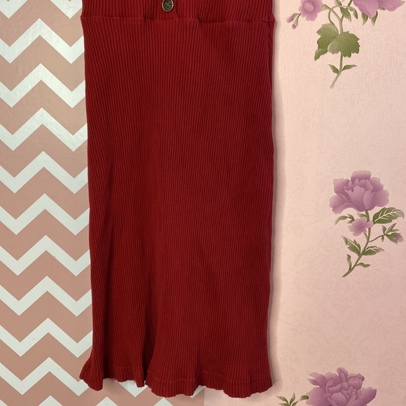 🌷 Realizing Dreams 🌷 Wine Red Ribbed Stretchy Dress - Picture 3 of 7
